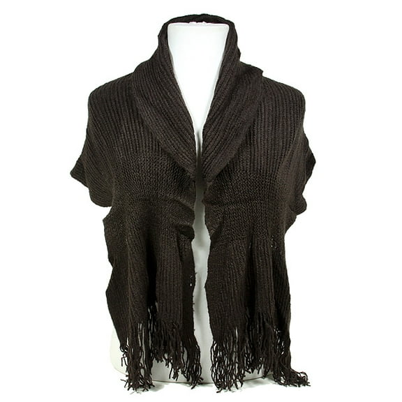 Scarf - Knitted W/ Fringe - Brown - SF-S1272WM-BN