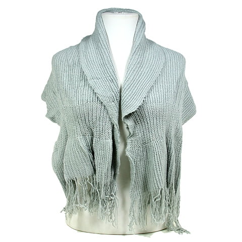 Scarf - Knitted W/ Fringe - Gray – SF-S1272WM-GY