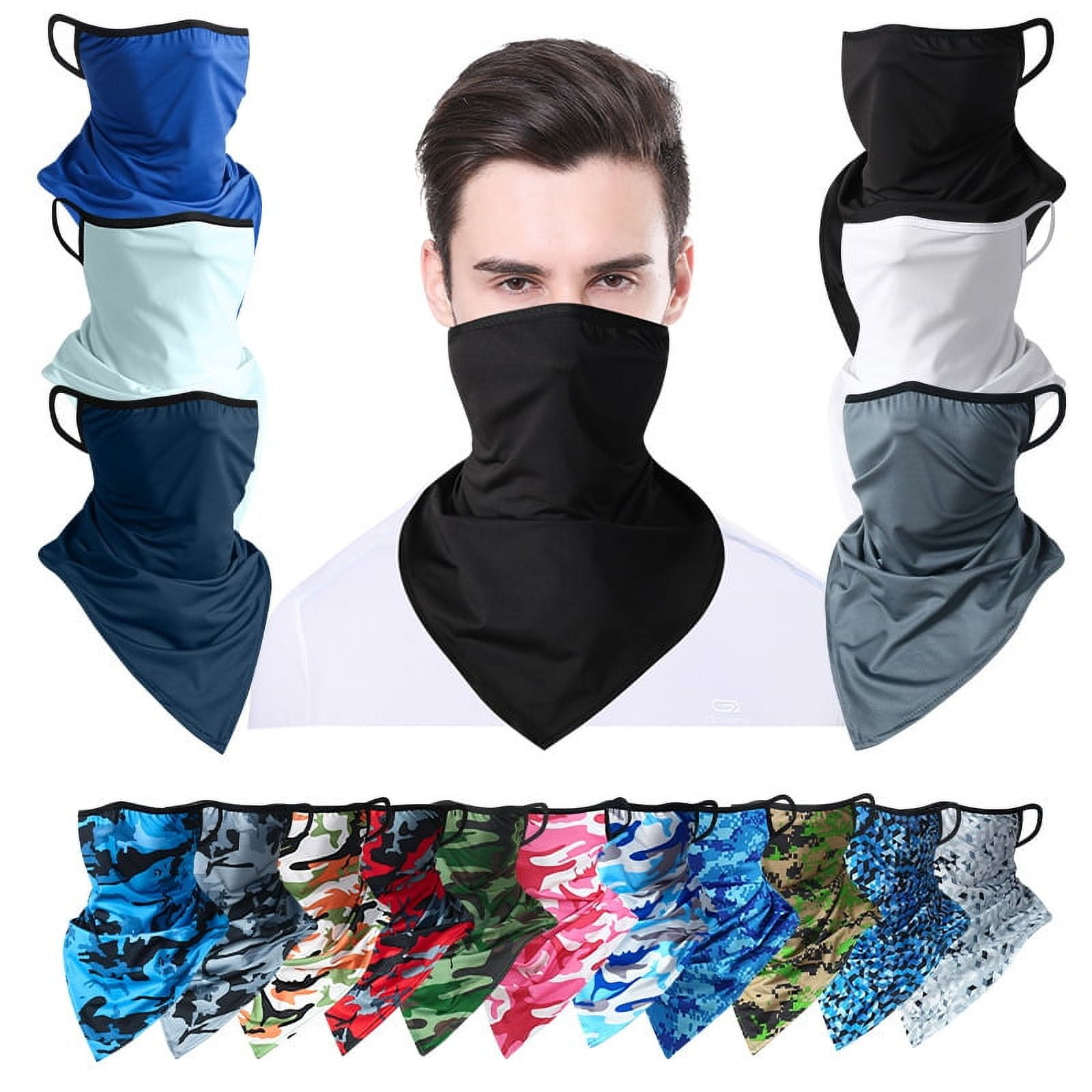 Scarf Mask Bandana with Ear Loops, Neck Gaiter Balaclava Dust UV