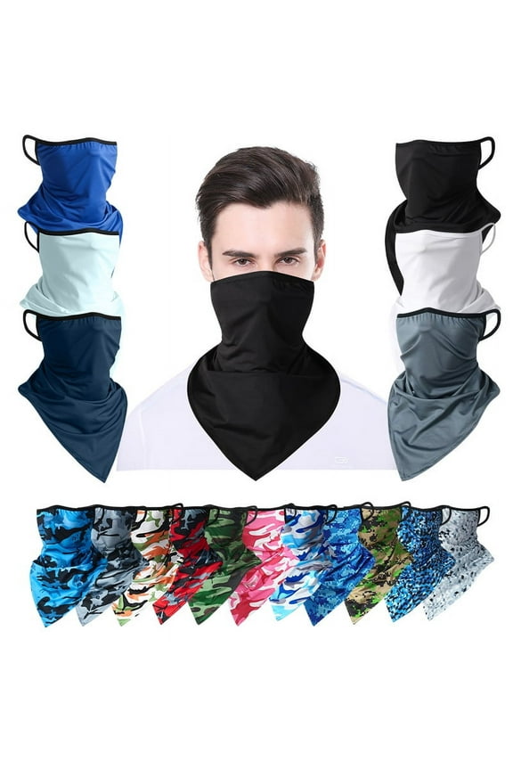 Scarf Mask Bandana with Ear Loops, Neck Gaiter Balaclava Dust UV Sun Protection Outdoors Face Mask for Women Men