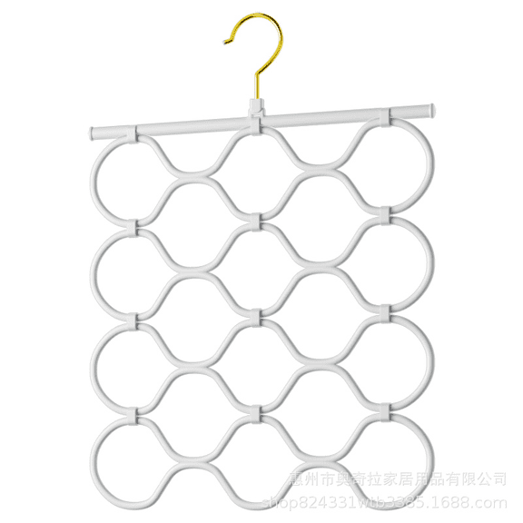 Scarf Organizer Hanger, Space Saving 4-Tier Scarf Holder, 16 Rings Tie Hanger, Non-Slip Silicone Surface, Protects Delicate Fabrics, 19.1 in / 48.5 cm Tall for Scarves Ties Belts
