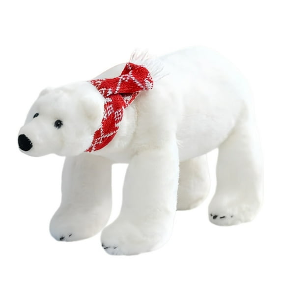 Scarf Polar Bear Stuffed Animal Plush Lifelike Soft Cute Polar Bear Plush Toy Pillow Fashion Decor Gift
