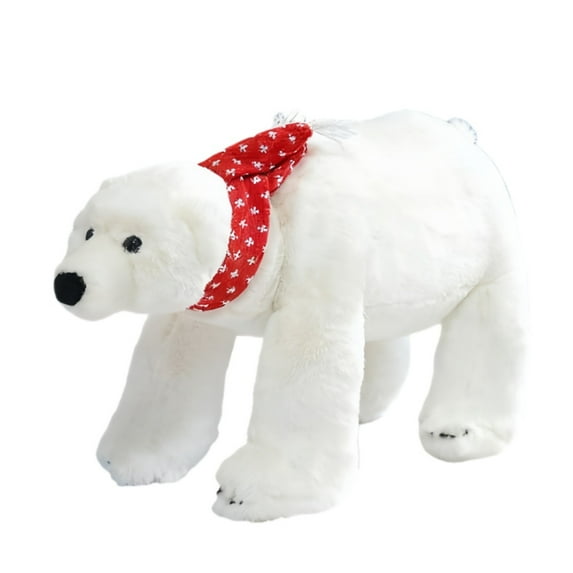 Scarf Polar Bear Stuffed Animal Plush Lifelike Soft Cute Polar Bear Plush Toy Pillow Fashion Decor Gift