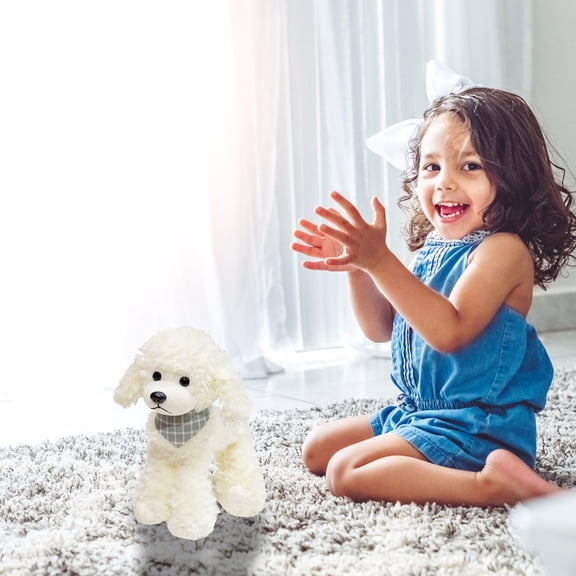 Scarf Poodle Cute Dog Doll Toy Simulated Dog Doll Boys And Girls Festival Birthday Cloth Doll Wedding Gift D