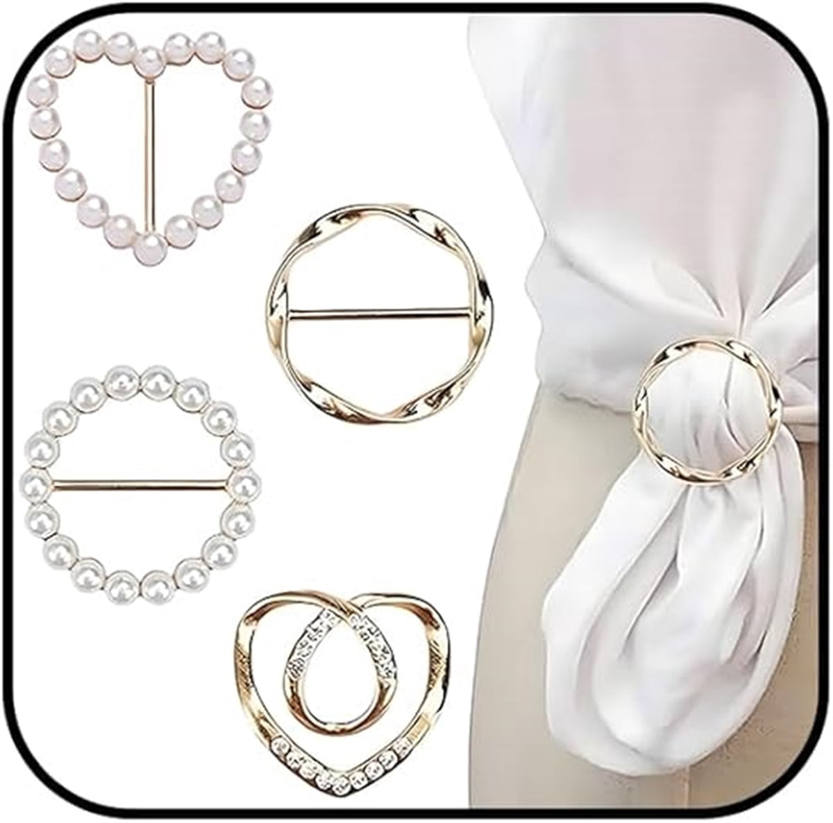 Scarf Ring Clip for Women,4 Pcs Shirt Tie Clips, Metal Round T-Shirt ...