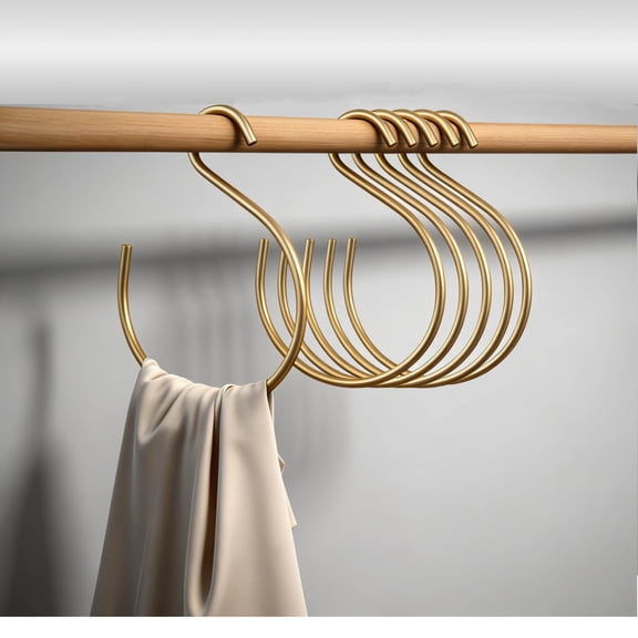 Scarf Ring Hangers Gold, Belt Ring Hook Tie Rack Holders Closet Hanger Organizer Multi-Purpose S-Shaped Circle Storage Hook for Ties Scarves Baseball Cap Wardrobe Accessory Storage