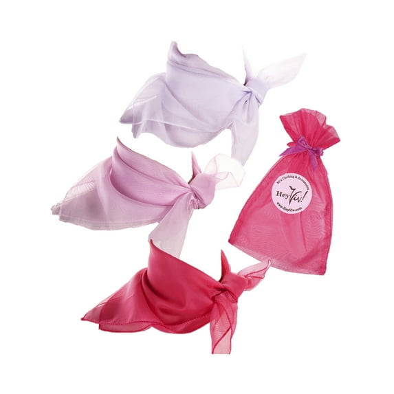 Scarf Set - Pink Hat - Lilac, Pink, and Rose Pink Sheer Chiffon Fashion Scarves
