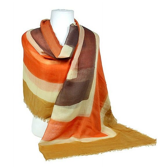 Scarf - Shawl - Concentric Square Print -Orange / Brown - SF-SSF50545ORX