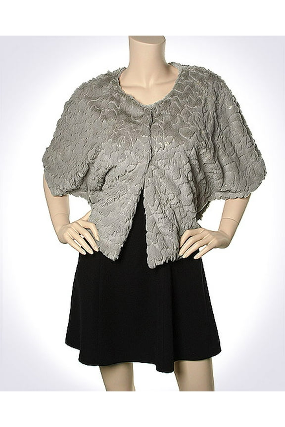 Scarf - Shawl / Wrap : Faux Fur Sequined Clip Button - SF-FFSC3848TP