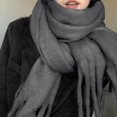thumbnail image 1 of Scarf, Solid Color Mohair Scarf, Soft Big Pull Warm Scarf, Chunky Lazy Style Scarf for Women, Winter Fashion, Cozy And Fluffy, Luxurious Gift Baberdicy, Ideal for Women, 1 of 4