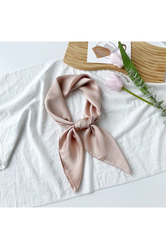 Scarf Square Ribbon Neck Scarf Satin Scarf Handkerchief for Halloween Retro Women Girls Costume Accessory Beige