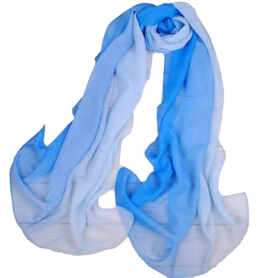 Scarf Stylish Gradient Color Soft Material Women Long Chiffon Shawl for Beach