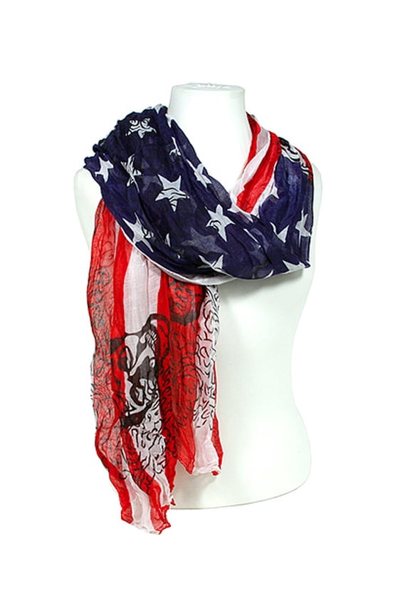 Scarf - USA Flag Print w/Skull Prints - SF-S2157