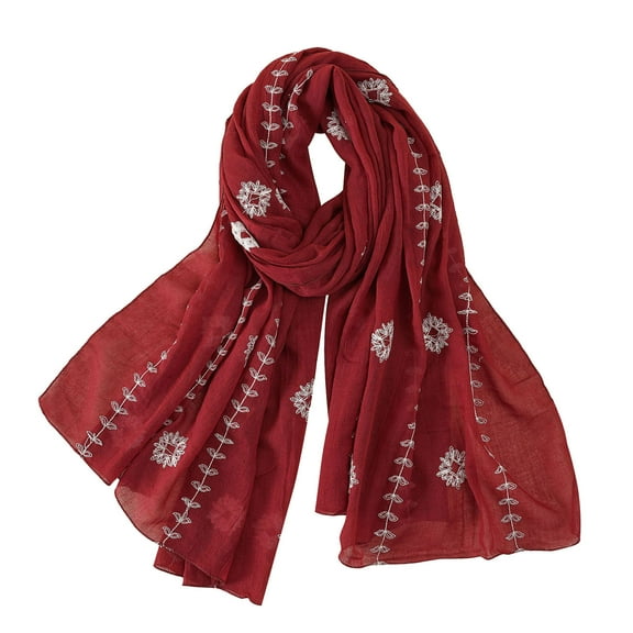 Scarf Women Fashion Thin Plain Embroidered Cotton And Linen Long Shawl Wraps For Women
