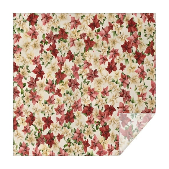 Multicolor Christmas Floral Pattern Square Tablecloth,Waterproof Square Table Cover,Wipeable Spillproof Washable Table Cover for Home Kitchen Party Decor 42"X42"(107x107cm)