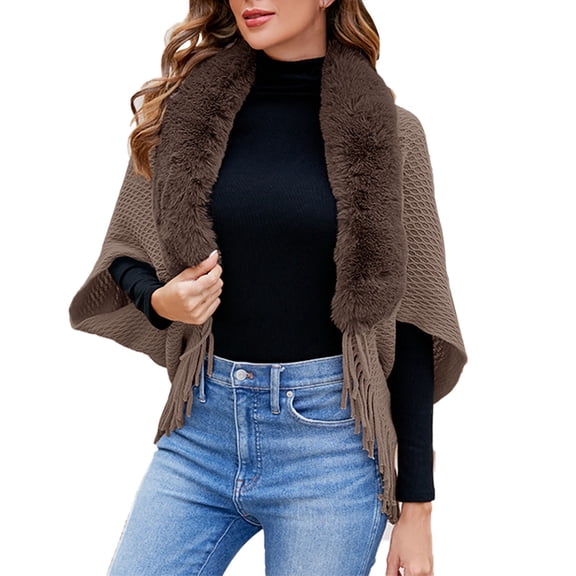 Scarf Women's Autumn And Winter Style Outerwear With Fashionable Solid Color Knitted Tassel Cape Shawl Shawl Wraps For Women