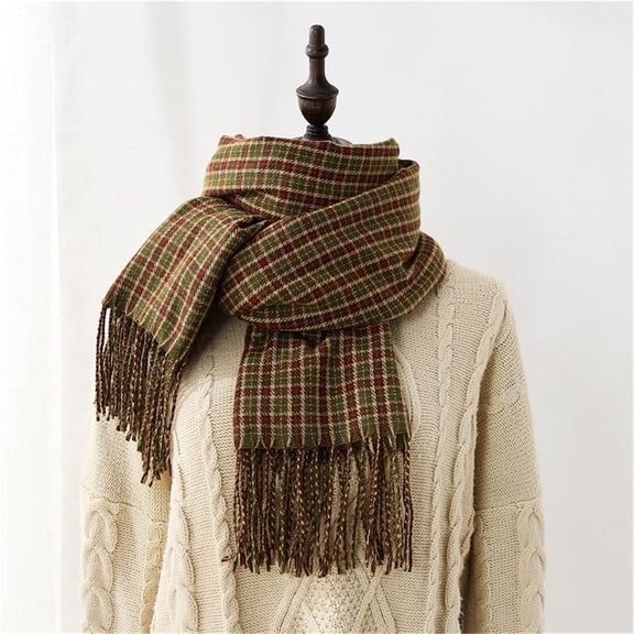 Scarf Women's Sweet Color Matching Plaid Scarf Warm Padded Scarf Shawl