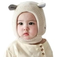 thumbnail image 1 of Scarf Woolen Earflap Hood Warm Skull Knit Caps，Crochet Earflap Pilot Hats Beanie Cap for Toddlers Baby Girls and Boys, 1 of 8