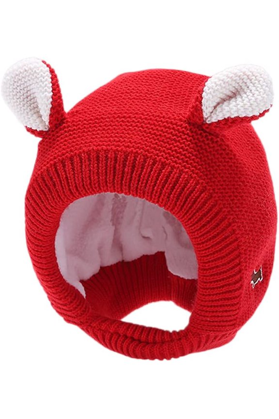 Scarf Woolen Earflap Hood Warm Skull Knit Caps,Crochet Earflap Pilot Hats Beanie Cap for Toddlers Baby Girls and Boys