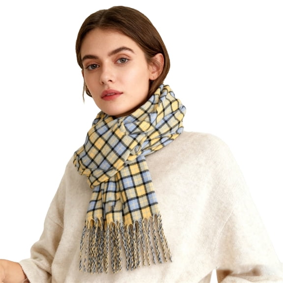 Scarf for Men Winter Clothing Chunky Ribbed Comfortable Tassel Pashmina Fleece Lined Scarfs Yellow