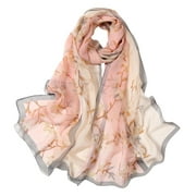 Scarf for Women 160*50cm Flower Print Long Soft Wrap Scarves Silk Shawl Scarves Bandanas