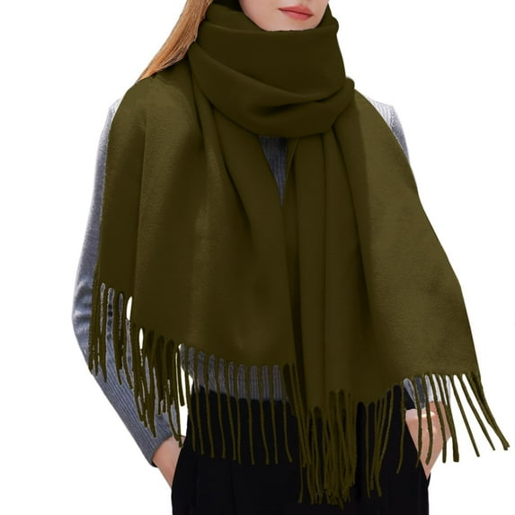 Scarf for Women Cold Weather Thick Warm Knitted Scarf Long Scarves Knit Wraps Lined Knit Wraps Women's Fashion Scarves Army Green One Size