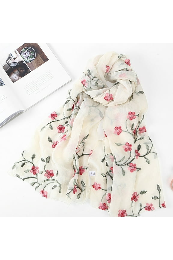 Scarf for Women Embroidery Chiffon Scarves Hijab Wrap Shawls Headband Hijabs Scarves WH Bandanas