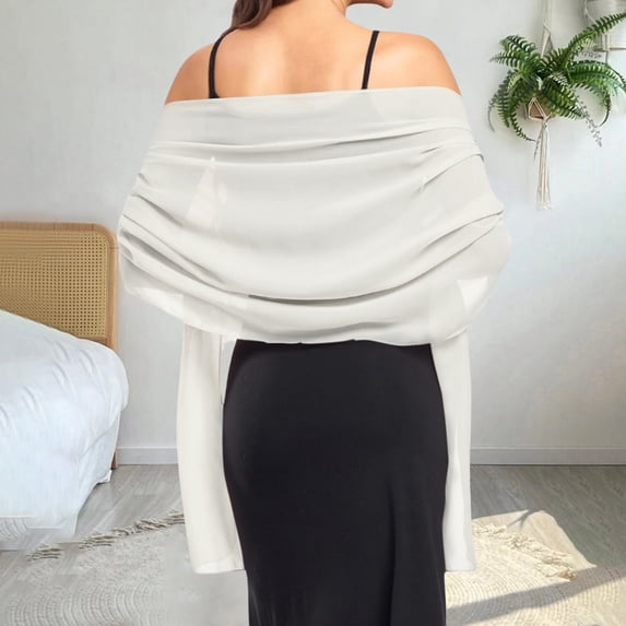 Scarf for Women Evening Gown Shawl Women's Chiffon Shawl Wedding Shawl Formal Gown Shawl Bride Bridesmaid Shawl Soft Scarf White
