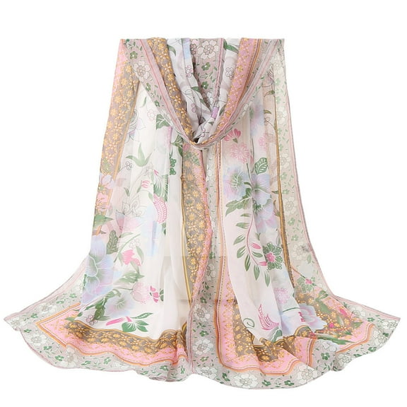 Scarf for Women Fashion Flowers Printing Long Soft Wrap Scarves Shawl Scarves Bandanas