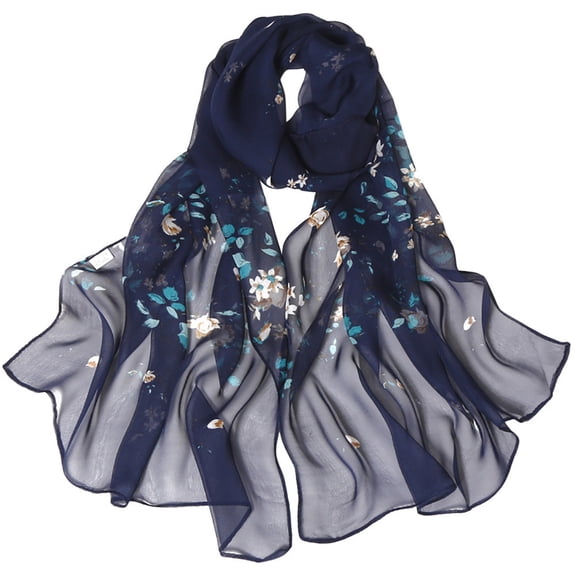 Scarf for Women Fashion Women Roses Printing Long Soft Wrap Scarf Simulation Silk Shawl Scarves Winter Fall Bandana