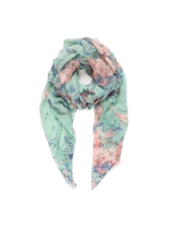 Scarf for Women Lightweight Fashion Scarves Shawl Wraps Pashmina (Barcelona Collection 1 - Green floral)