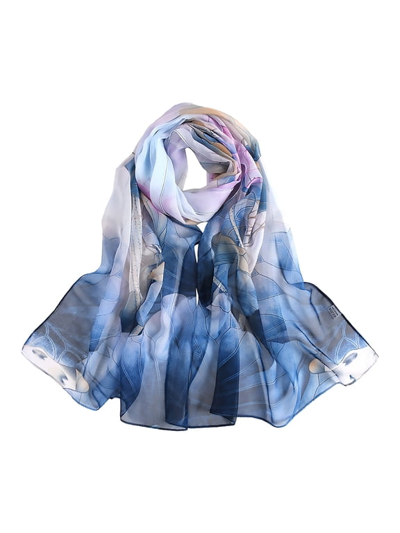 Scarf for Women Lightweight Retro Colorful Printed Simple Cotton And Linen Warm Shawl Muslim Head Fashion Scarves Sky Blue