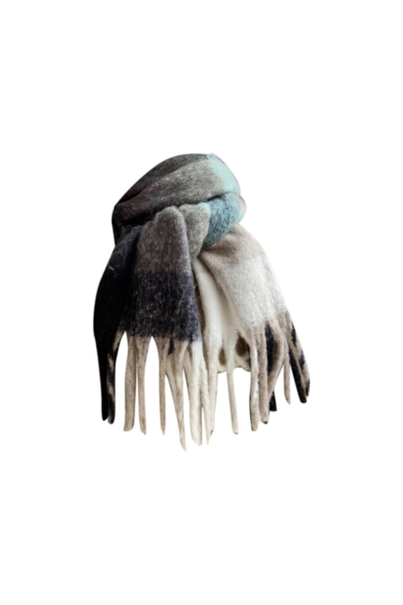 Scarf for Women Lightweight Woven Knitted With Colourful Check Pattern And Long Thick Fringes Warm Winter Fashion Scarves