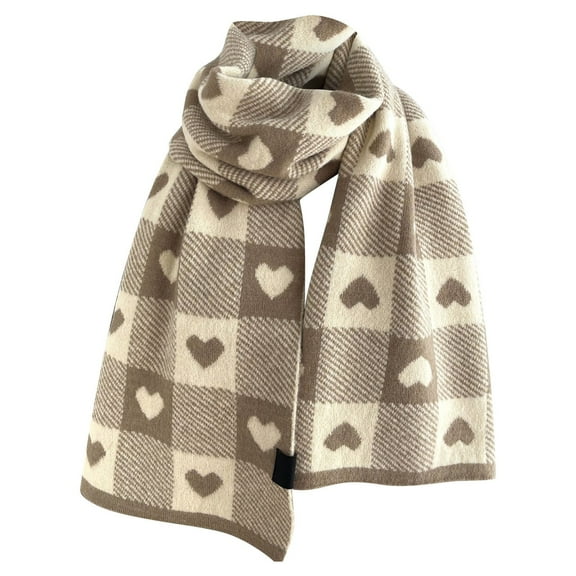 Scarf for Women Plaid Scarf Thick Warm Cold Weather Lined Long Scarves Large Scarves Knit Wraps Fall Scarves C One Size