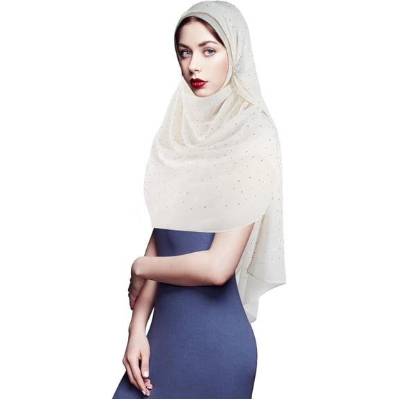 Scarf for Women Soft Chiffon Rhinestone Long Scarf Shawl Fashion Muslim Hijab Head Wrap Scarves