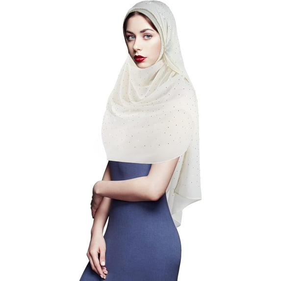Scarf for Women Soft Chiffon Rhinestone Long Scarf Shawl Fashion Muslim Hijab Head Wrap Scarves