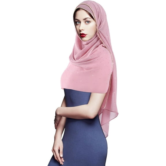 Scarf for Women Soft Chiffon Rhinestone Long Scarf Shawl Fashion Muslim Hijab Head Wrap Scarves