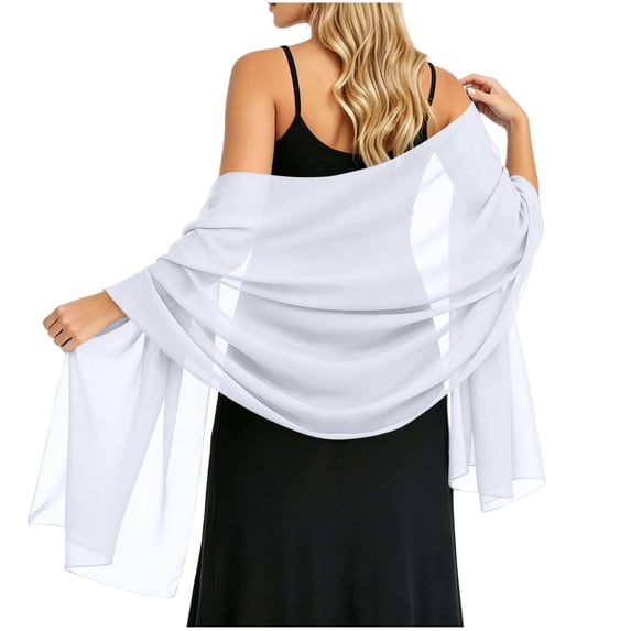 Scarf for Women Solid Chiffon Shawl Wraps Lightweight Sheer Scarf Stole for Wedding Evening Party Formal Dress Cover Up