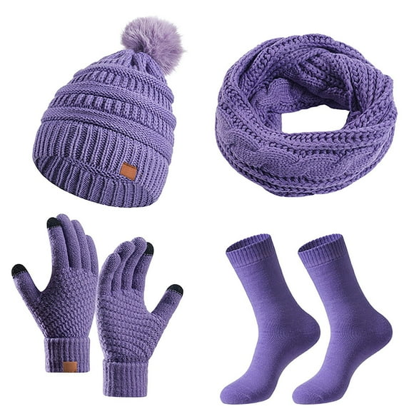 Scarf for Women Winter Clothing for Women Winter Solid Color Warm Hat Scarf And Gloves Three Piece Set