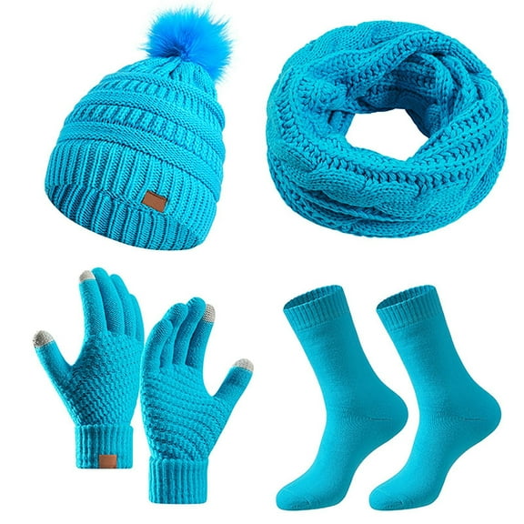 Scarf for Women Winter Clothing for Women Winter Solid Color Warm Hat Scarf And Gloves Three Piece Set