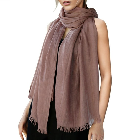 Scarf for Women Winter Clothing for Womens Solid Color Cotton And Linen Scarf for All Season Beach Strip Scarf