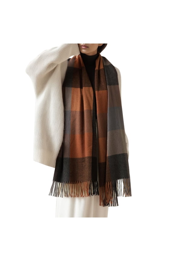 Scarf for Women Winter Fall Multicolor Plaid Scarves Fashion Long Shawls Checked Neck Wraps Soft Warm(Color:Brown)
