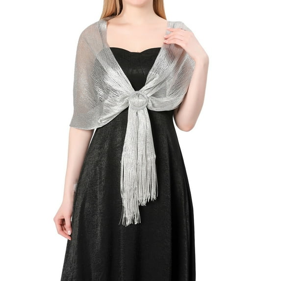 Scarf for Women Winter Scarf for Women's Fashion Solid Color Buckle Shiny Metal Shawl Scarf