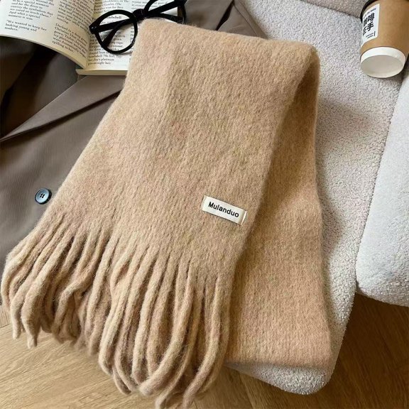 Scarf for Women Winter Womens Tassel Blanket Scarf (Khaki One Size)