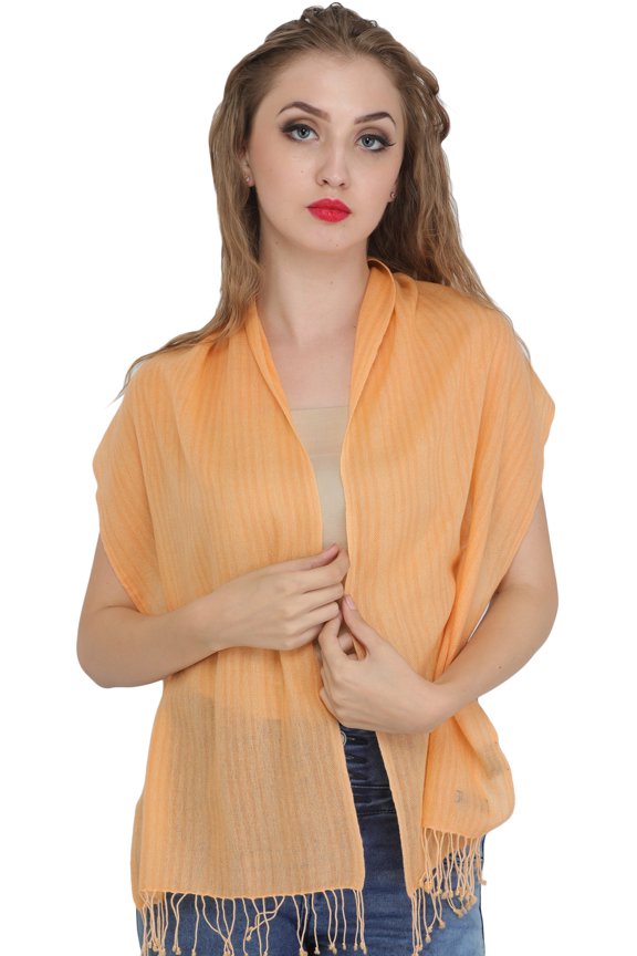 Scarf from Nepal with Woven Stripes – peach