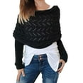 thumbnail image 1 of Scarf with Sleeves for Women Knitted Cut-Out Shawl Poncho Wrap, Crochet Sweater Scarf Knit Cable Wrap Shrugs for Women and Girls (Black), 1 of 6