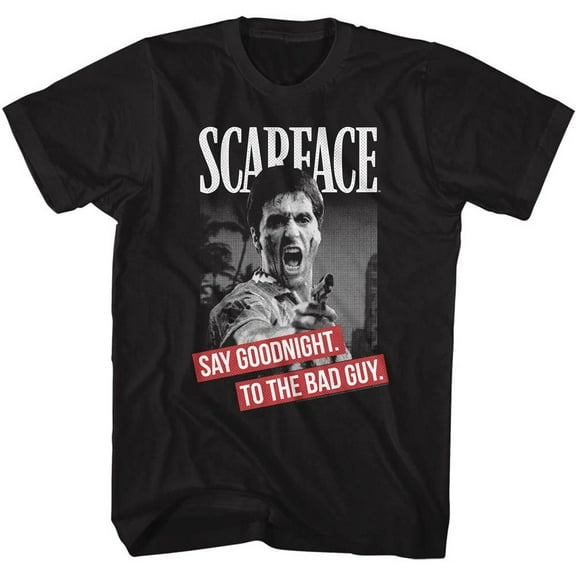 Scarface Say Goodnight Black Adult T-Shirt Xlt