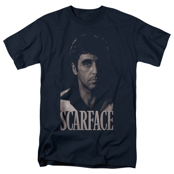Scarface B&W Tony Unisex Adult T-Shirt, Navy, Large
