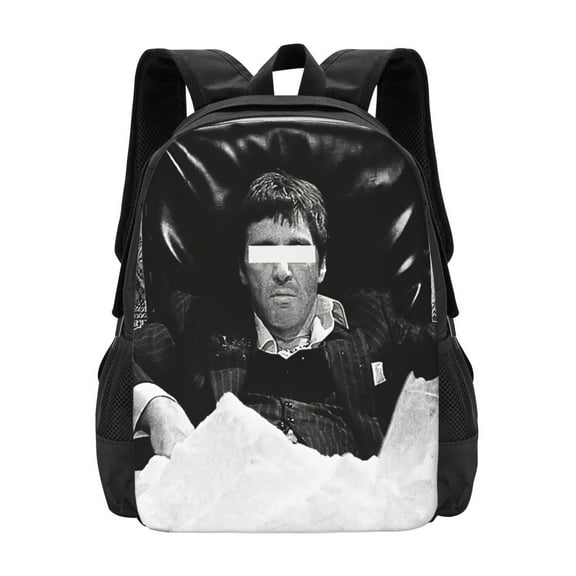 Scarface Black And White Design Backpack Fashion Travel Backpack Laptop Backpack 16 Inch Simple And Large Capacity