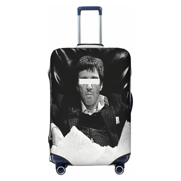 Scarface Black And White Design Luggage Cover Approved Travel Suitcase Protector Elastic Washable Baggage Covers For 22-24 Inch Luggage
